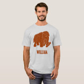 Rust Red Cartoon Wooly Mammoth, gepersonaliseerd T-shirt (Voorkant volledig)