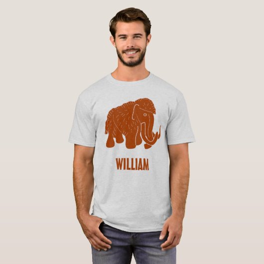 Rust Red Cartoon Wooly Mammoth, gepersonaliseerd T-shirt (Voorkant volledig)