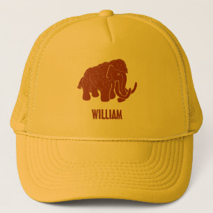 Rust Red Cartoon Wooly Mammoth, gepersonaliseerd Trucker Pet