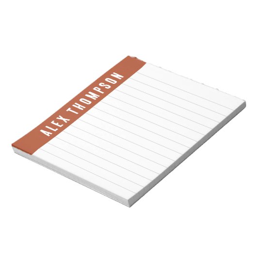 Rust Red Custom Name Lined Notitieblok (Linkerzijde)