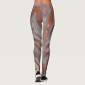 Rust Red en Grey Natural Wavey Abstract Leggings (Achterkant)