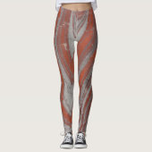 Rust Red en Grey Natural Wavey Abstract Leggings (Voorkant)