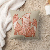 Rust Red en ivory Foxes Kussen (Deken)
