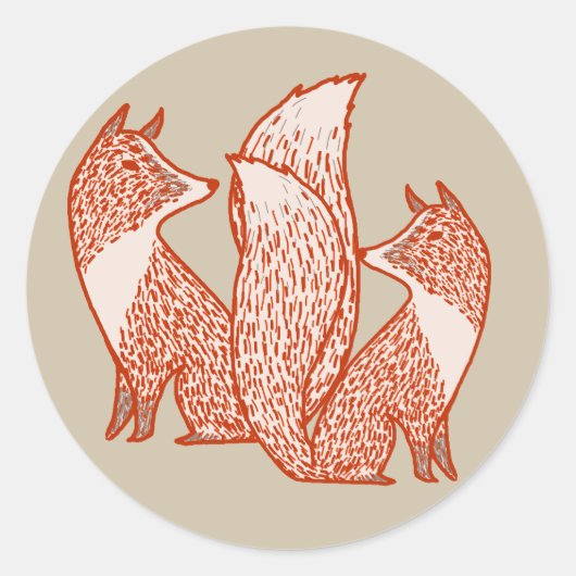 Rust Red en ivory Foxes Ronde Sticker (Voorkant)
