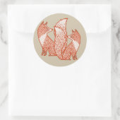 Rust Red en ivory Foxes Ronde Sticker (Tas)
