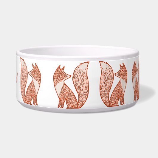 Rust Red en ivory Foxes Voerbakje (Rechts)