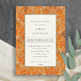  Rust Red Floral Peacock Baby shower Invite Bedankkaart