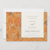 Rust Red Floral Peacock sla de datumkaart op Bedankkaart (Voorkant)