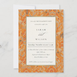  Rust Red Floral Peacock Verloving Invite Bedankkaart