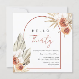 Rust Red Flowers Verjaardag uitnodiging