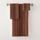 Rust Red Grey Stripes Bad Handdoek (Insitu)