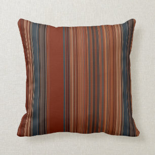 Rust Red Grey Stripes Kussen