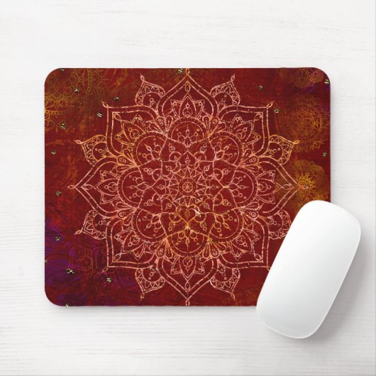 Rust Red Mandala Gold Glam Modern Chic Muismat (Met muis)