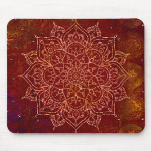 Rust Red Mandala Gold Glam Modern Chic Muismat