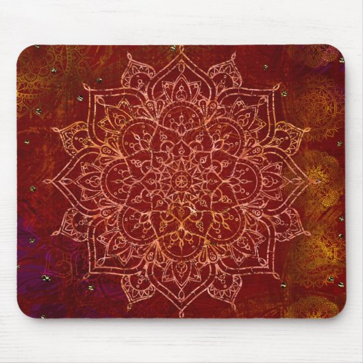 Rust Red Mandala Gold Glam Modern Chic Muismat (Voorkant)
