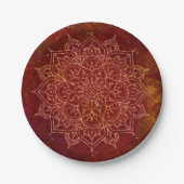 Rust Red Mandala Gold Glam Modern Chic Papieren Bordje (Voorkant)