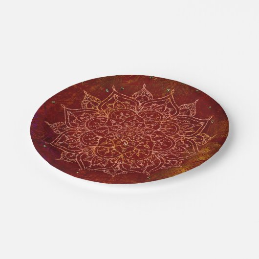 Rust Red Mandala Gold Glam Modern Chic Papieren Bordje (Gekanteld)