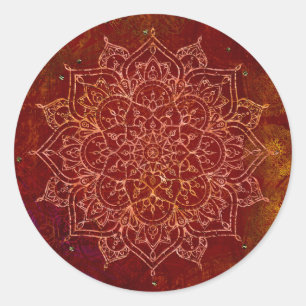 Rust Red Mandala Gold Glam Modern Chic Ronde Sticker