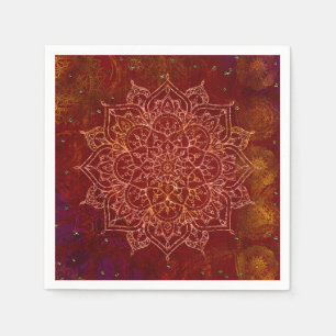 Rust Red Mandala Gold Glam Modern Chic Servet