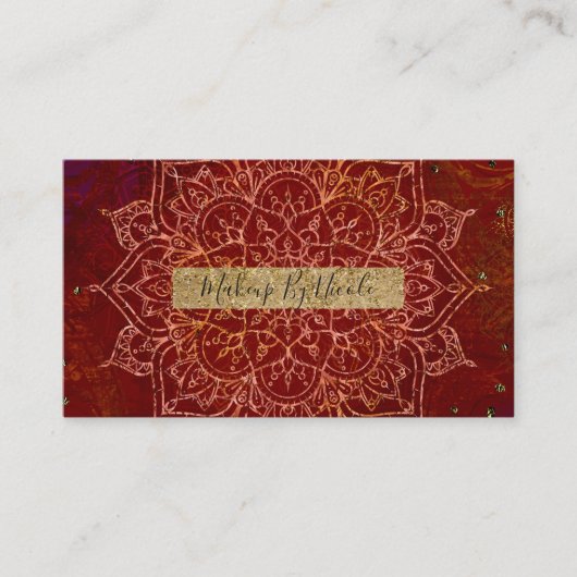 Rust Red Mandala Gold Glam Modern Chic Visitekaartje (Voorkant)