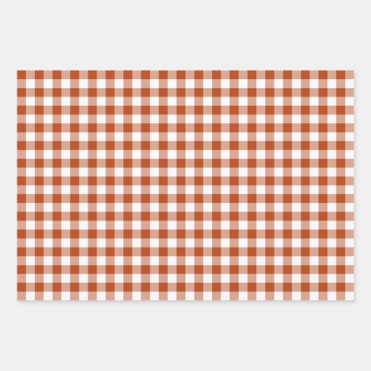 Rust Red Plaid Gingham Inpakpapier Vel (Voorkant 2)