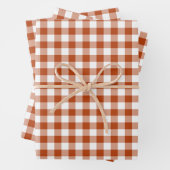 Rust Red Plaid Gingham Inpakpapier Vel (In situ)