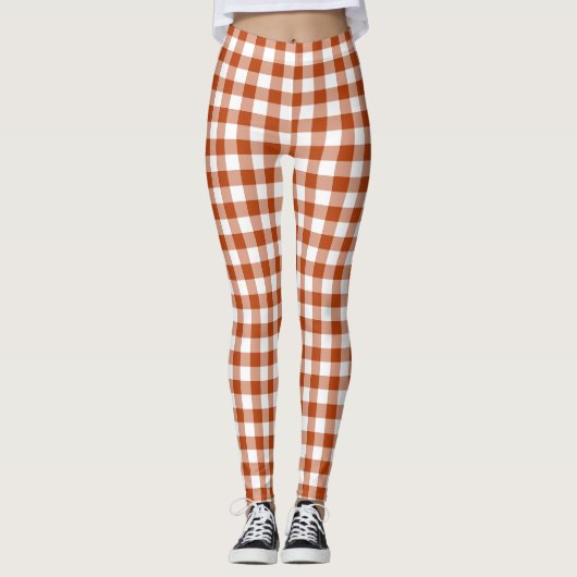 Rust Red Plaid Gingham Leggings (Voorkant)