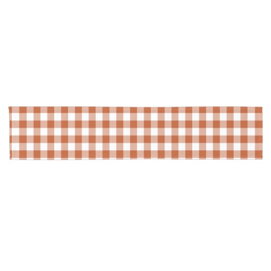 Rust Red Plaid Gingham Table Runner Korte Tafelloper (Horizontaal)