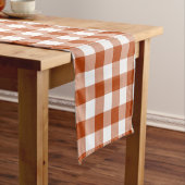 Rust Red Plaid Gingham Table Runner Korte Tafelloper (Voorbeeld)