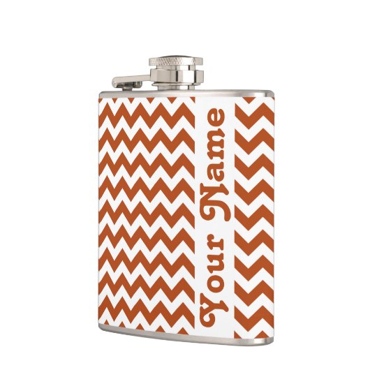 Rust Red Safari Chevron met aanpasbare naam Heupfles (Links)