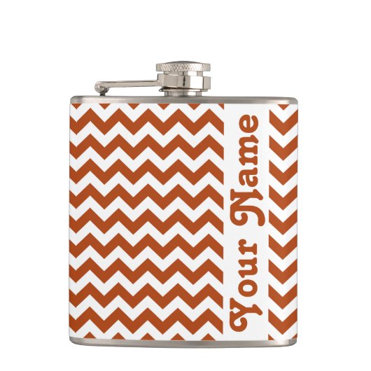 Rust Red Safari Chevron met aanpasbare naam Heupfles (Voorkant)