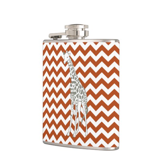 Rust Red Safari Chevron met Pop Art Giraffe Heupfles (Links)