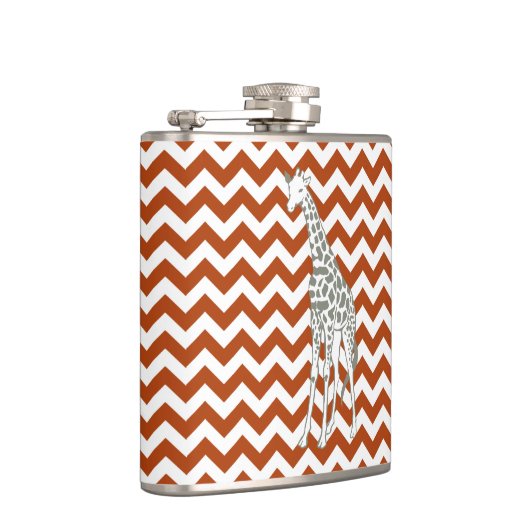 Rust Red Safari Chevron met Pop Art Giraffe Heupfles (Rechts)