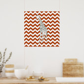 Rust Red Safari Chevron met Pop Art Giraffe Poster (Keuken)