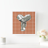 Rust Red Safari Dot met Pop Art Elephant Vierkante Klok (Huis)