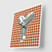 Rust Red Safari Dot met Pop Art Elephant Vierkante Klok (Hoek)