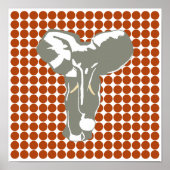Rust Red Safari Dot with Pop Art Elephant Poster (Voorkant)