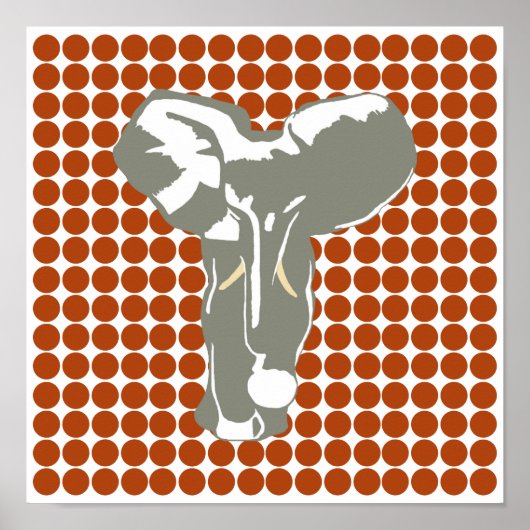 Rust Red Safari Dot with Pop Art Elephant Poster (Voorkant)