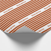 Rust Red Safari Stripe met aangepaste tekst Cadeaupapier (Hoek)