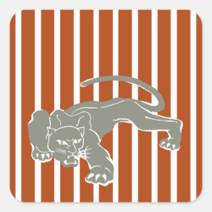 Rust Red Safari Stripe met luipaard Vierkante Sticker