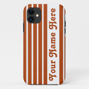 Rust Red Safari Stripe met naam iPhone 11 Hoesje