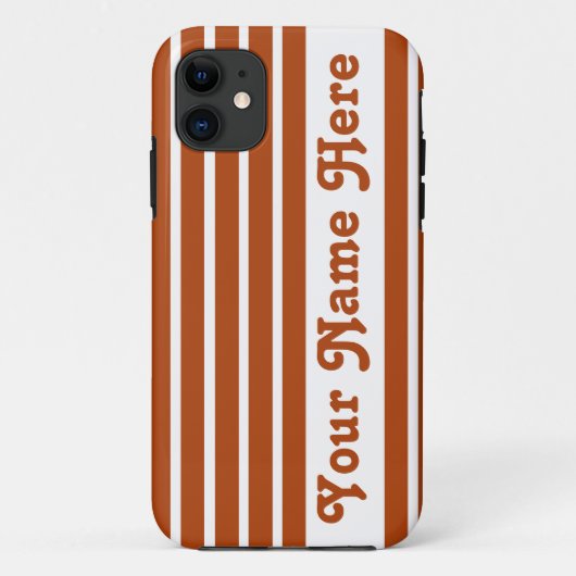 Rust Red Safari Stripe met naam Case-Mate iPhone Case (Achterkant)