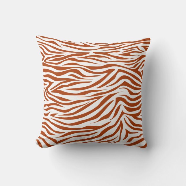 Rust Red Safari Zebra Kussen (Voorkant)