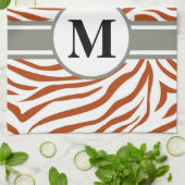 Rust Red Safari Zebra met monogram Theedoek (Gevouwen)