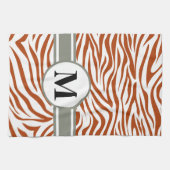 Rust Red Safari Zebra met monogram Theedoek (Horizontaal)