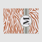 Rust Red Safari Zebra met monogram Tissuepapier (Voorkant)