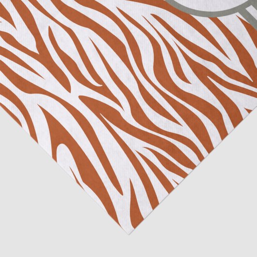 Rust Red Safari Zebra met monogram Tissuepapier (Detail)