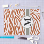 Rust Red Safari Zebra met monogram Tissuepapier (Craft)