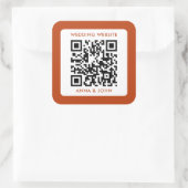 Rust retro moderne minimalistische bruiloft QR-cod Vierkante Sticker (Tas)