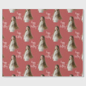 Rust Rood & Aangepaste Verjaardag tekst en foto - Cadeaupapier (Vlak)